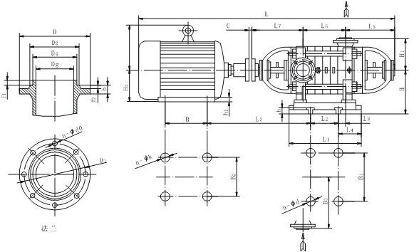 dg型多锅炉给水泵安装尺寸图